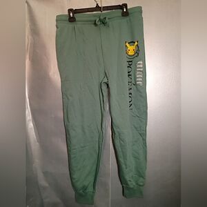 Pokemon Green Joggers with Pikachu Graphic